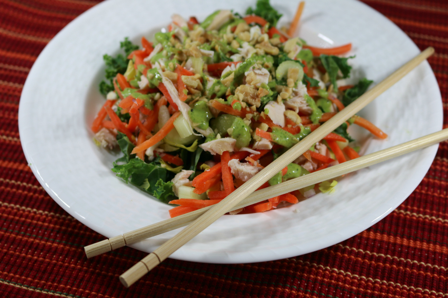 Chopped Asian Salad with Chicken and a tangy cilantro lime dressing CeceliasGoodStuff.com Good Food for Good People