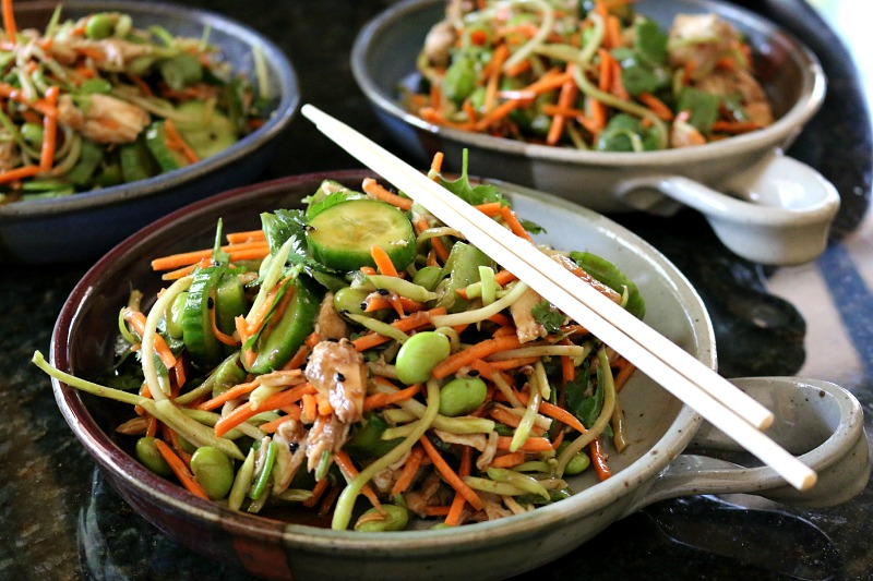 Asian Chicken Salad with Spicy Peanut Dressing