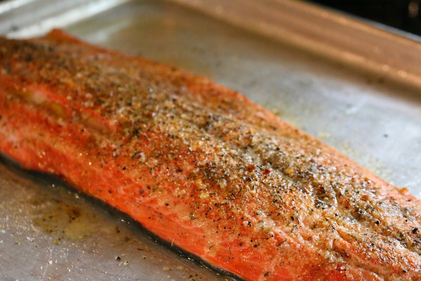 Baked Salmon in White Wine with Saffron Rice