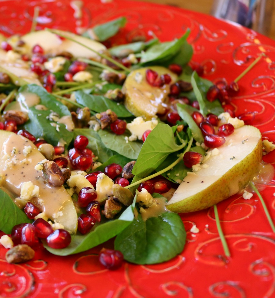 Water Cress Salad with Pomegranate Vinaigrette 
