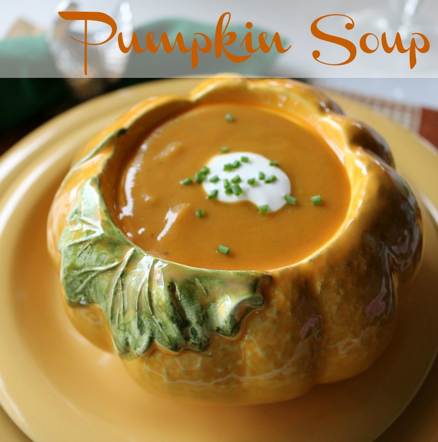 Easy and delicious Pumpkin Soup a perfect appetizer or addition to your Thanksgiving menu.