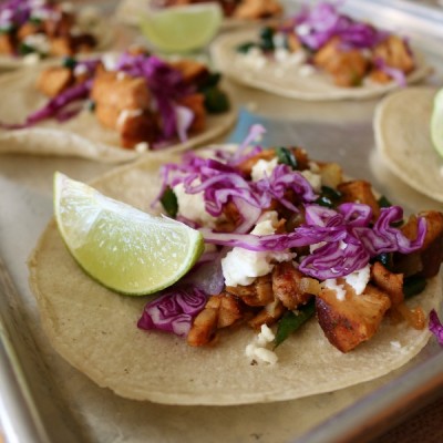 Red Chile Chicken Tacos