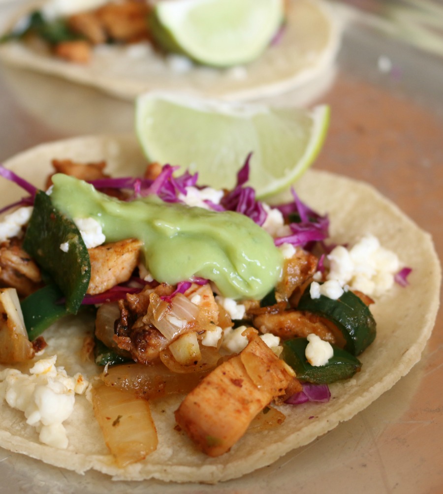 Red Chile Chicken Tacos