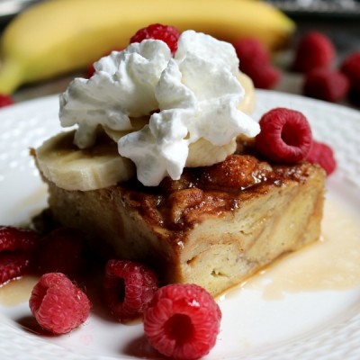Croissant French Toast with Bananas and Raspberries
