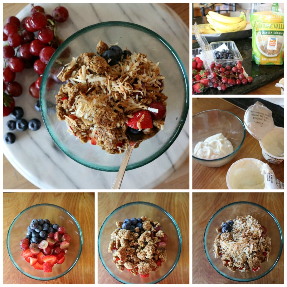 Yogurt Fruit Breakfast Bowl, I use honey vanilla yogart and coconut yogurt. Feel free to use your favorite yogurt and fruit.