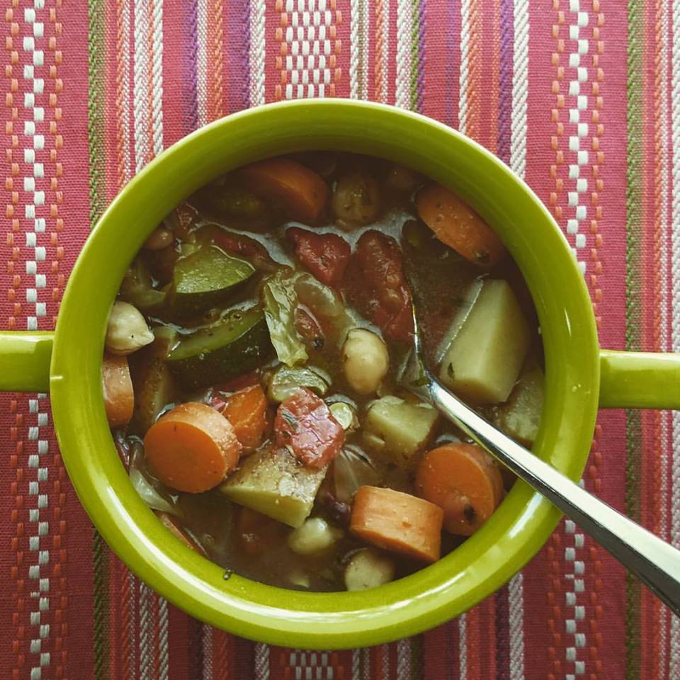  Hearty Vegetable Soup loaded with big chunks of vegetables make this a great lunch or light dinner option.