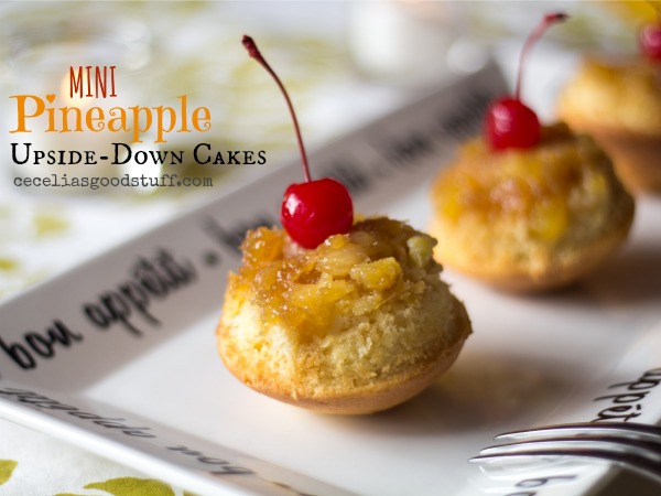 Pineapple Upside down Mini Cupcakes Recipe | www.ceceliasgoodstuff.com
