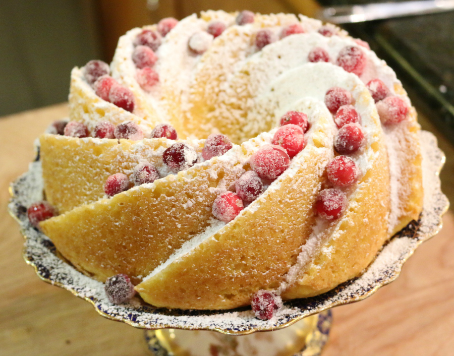 Lemon Bundt Cake with Sugared Cranberries | www.ceceliasgoodstuff.com