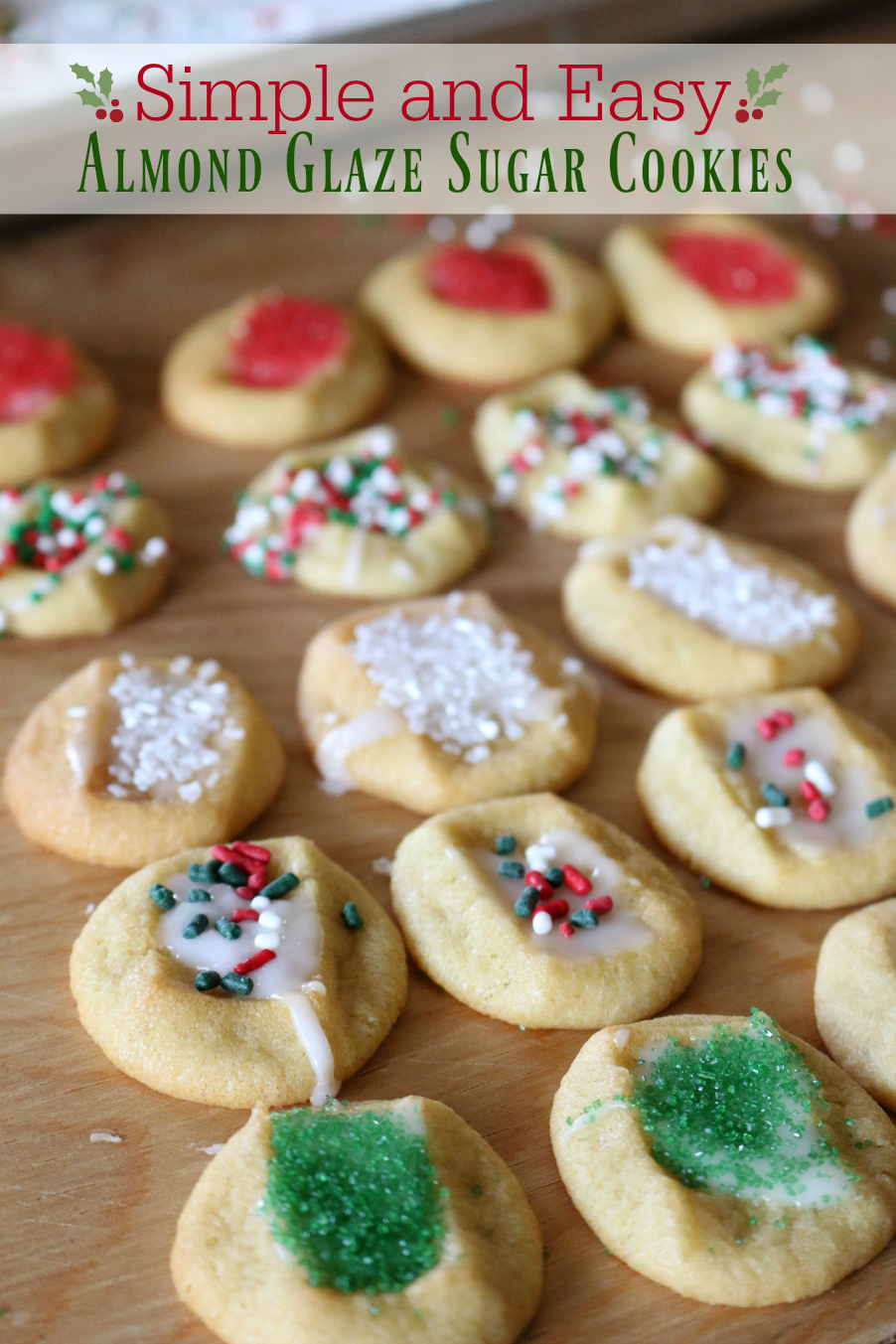 Cookie Emergency calls for Easy and Simple Almond Glaze Sugar Cookies with lots of sprinkles!