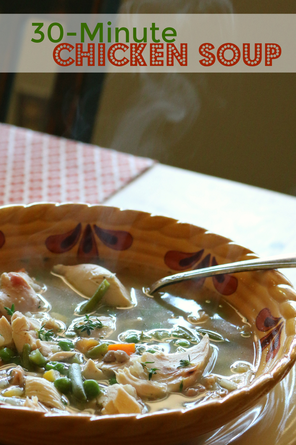 Healthy and scrumptious, loaded with roasted chicken and lots of vegetables. You will love this recipe for 30-Minute Chicken Soup | www.ceceliasgoodstuff.com 