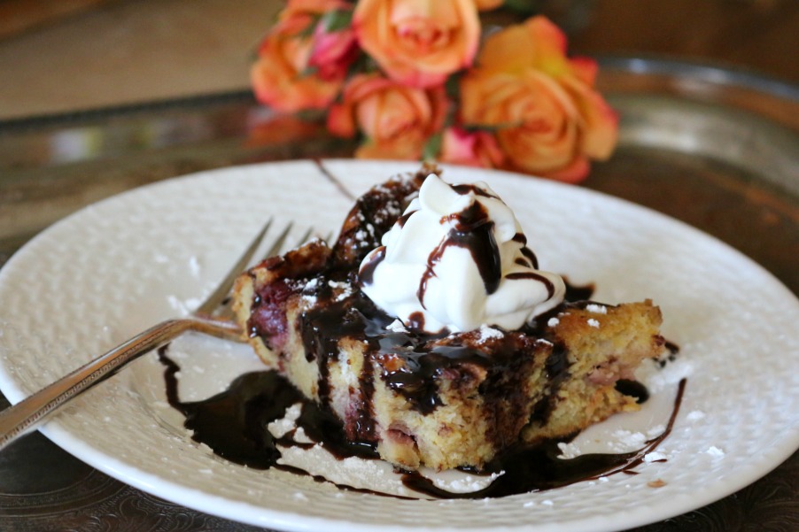 Chocolate & Cherry Bread Pudding - the ultimate dessert to say, "I LOVE YOU!" | www.ceceliasgoodstuff.com