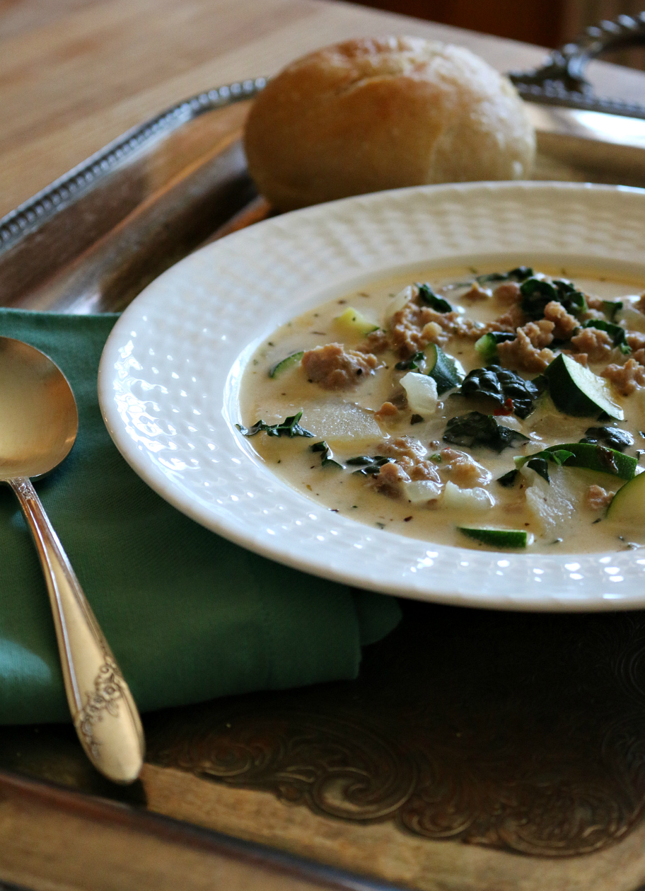 A Rustic Kale & Sausage Tuscan Soup Recipe by CeceliasGoodStuff.com | Good Food for Good People