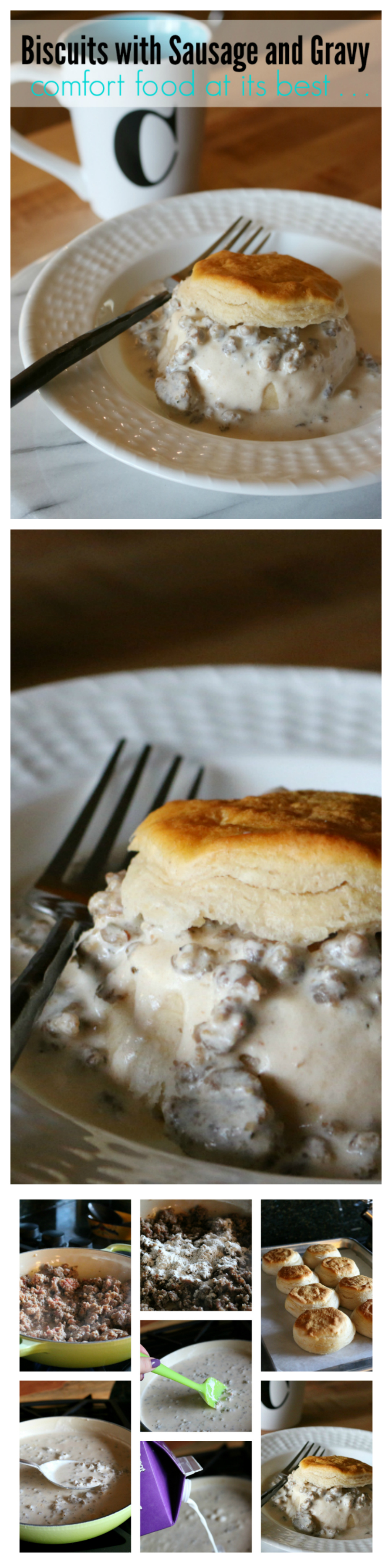 Biscuits and Sausage Gravy - Comfort Food for Breakfast  CeceliasGoodStuff.com | Good Food for Good People 
