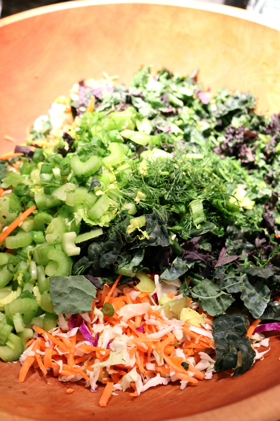 Rainbow Kale Salad with Lemon Dill Dressing - Delicious and Healthy Salad Ideas | CeceliasGoodStuff.com | Good Food for Good People