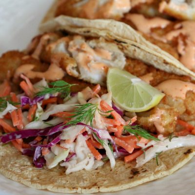 Simple Fish Tacos with Chipotle Crema