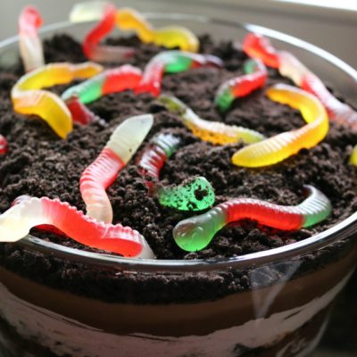 Wormy Halloween Chocolate Pudding Trifle