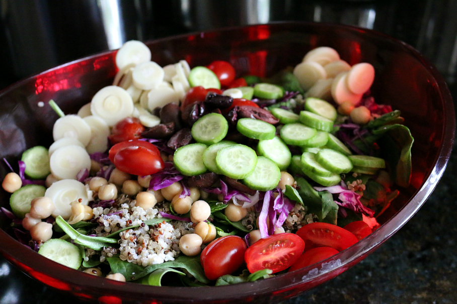 Vegan Chopped Spinach Salad Recipe CeceliasGoodStuff.com Good Food for Good People