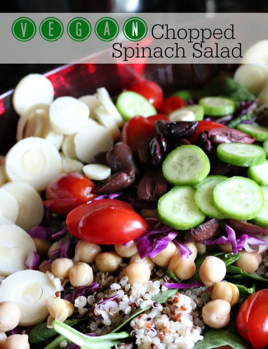 Vegan Chopped Spinach Salad Recipe CeceliasGoodStuff.com Good Food for Good People