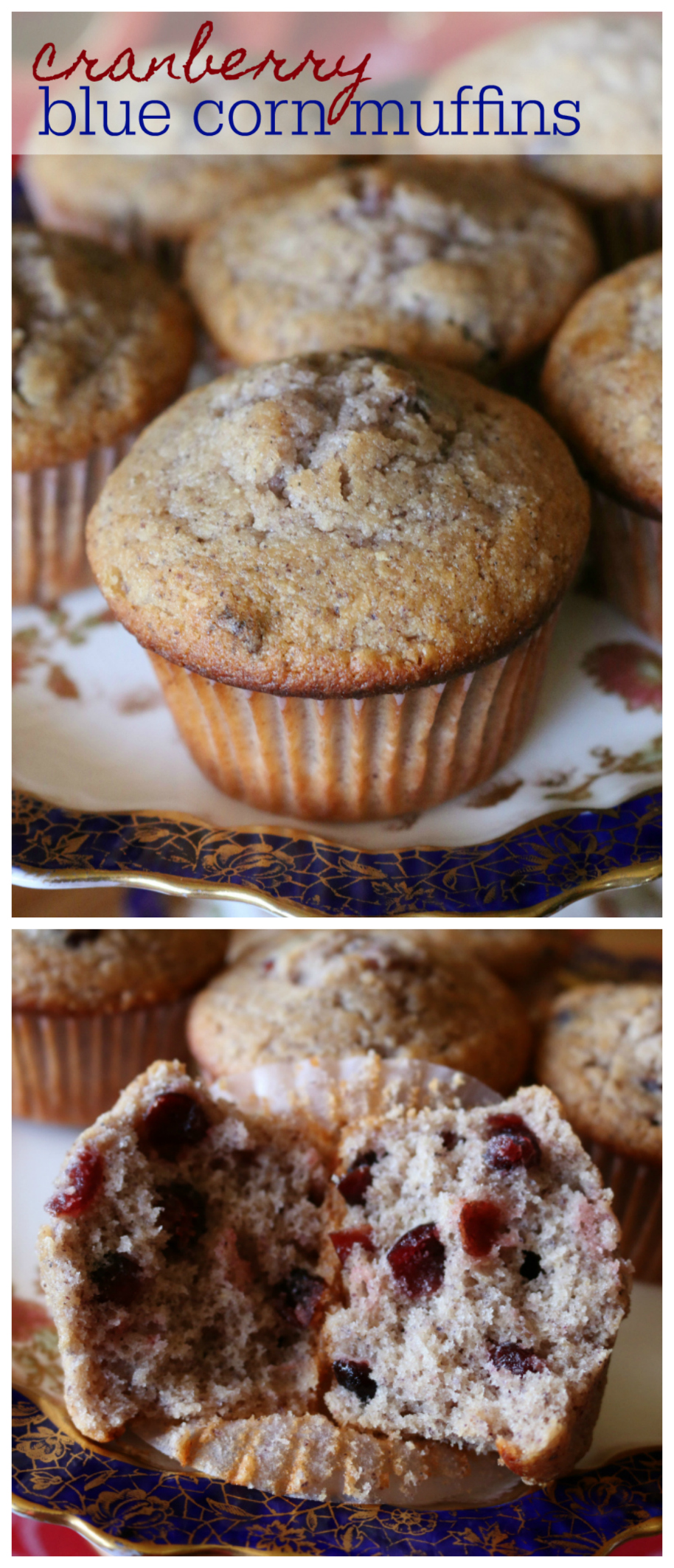 A Cranberry Blue Corn Breakfast Muffin Recipe | CeceliasGoodStuff.com | Good Food for Good People