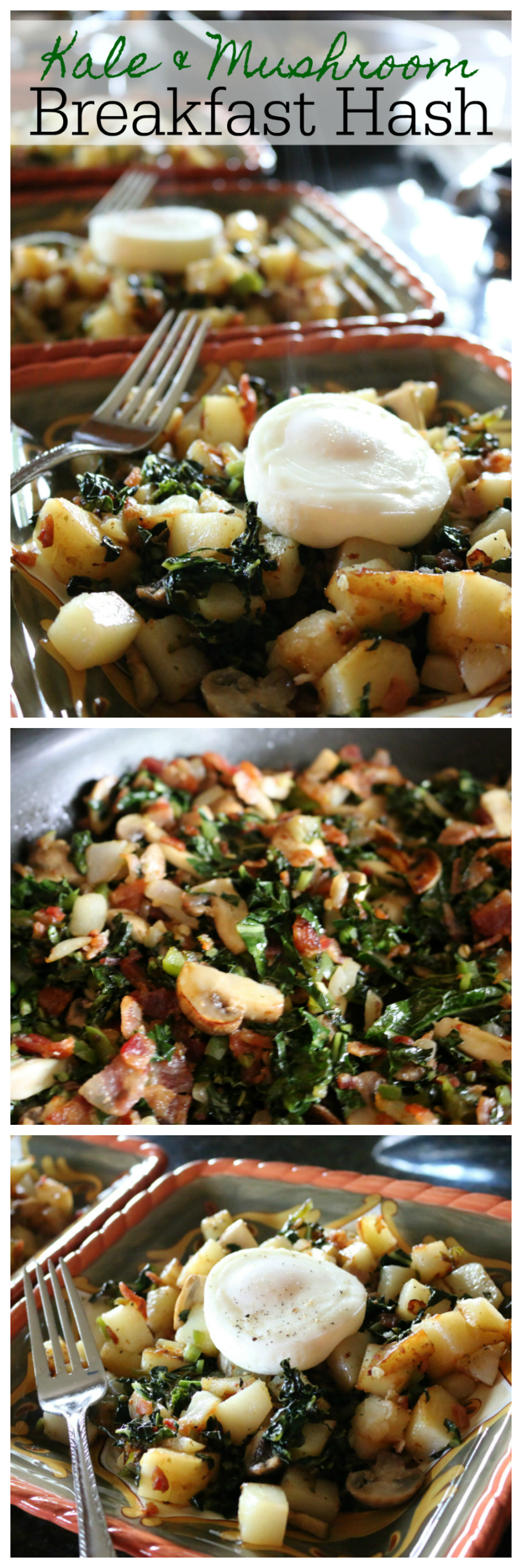 Kale & Mushroom Breakfast Hash Recipe - Great for breakfast or dinner. CeceliasGoodStuff.com Good Food for Good People