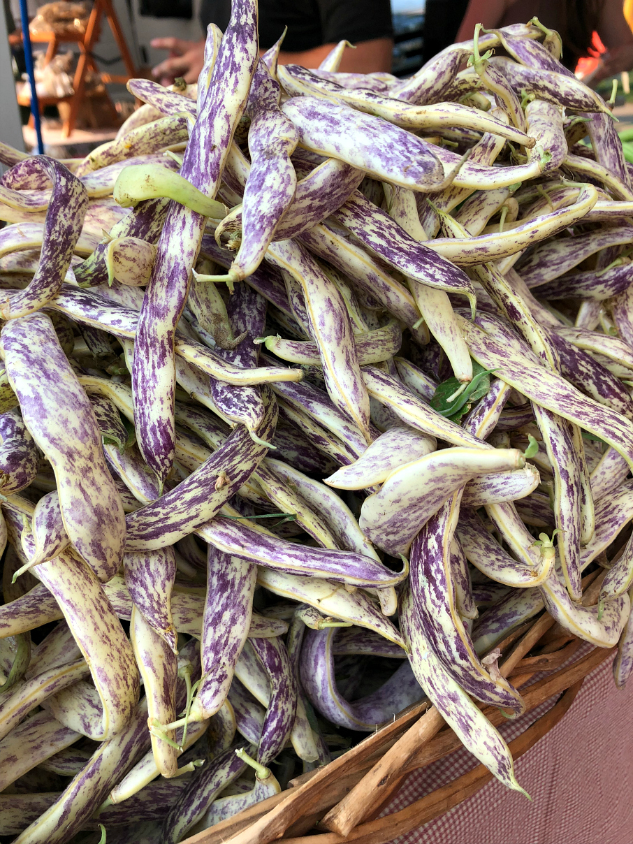 Fresh cut Anasazi beans from the Downtown Farmers Market in Boulder, Colorado. 