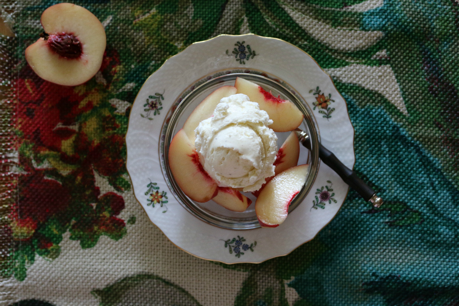 White Peaches served with Vanilla Bean Ice Cream CeceliasGoodStuff.com | Good Food for Good People 