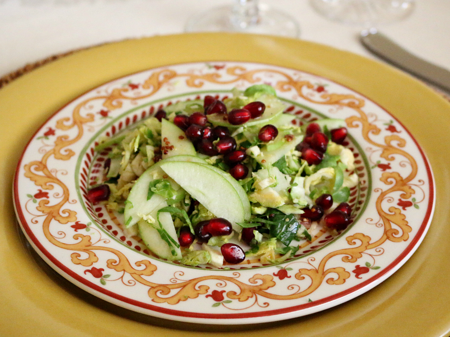 Brussels Sprout Salad with Apple and Pomegranate CeceliasGoodStuff.com Good Food for Good People