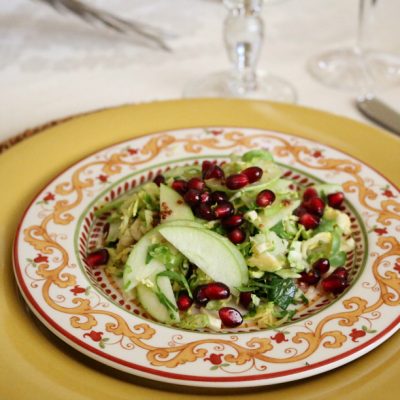 Brussels Sprout Salad with Apple and Pomegranate