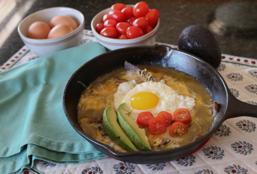 Cast Iron Hatch Green Chile Chilaquiles
