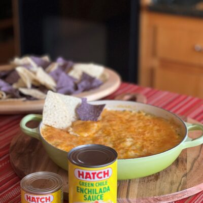 Cheesy Green Chile Chicken Enchilada Dip